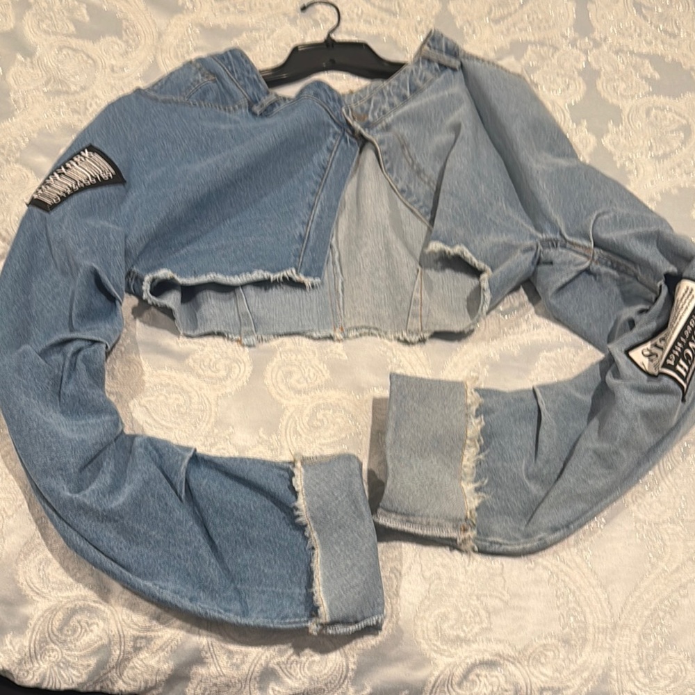 Denim Patchwork Cropped Top/Jacket - image 1